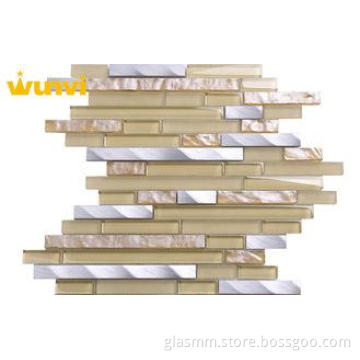 Glass And Metal Mosaic Tile For Bathroom , Stained Glass Mo